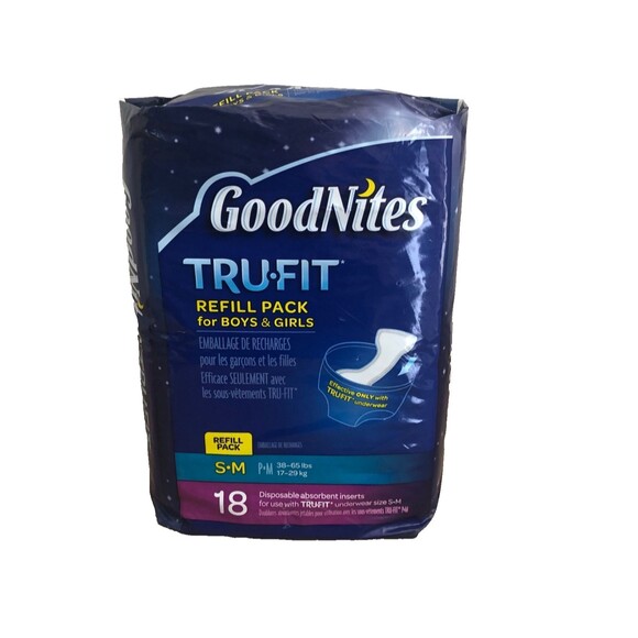 GoodNites TruFit Refill Pack Size S/M Boys Girls Disposable Inserts 18 Count New - Picture 1 of 5